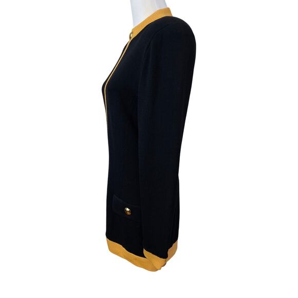 ST. JOHN BY MARIE GRAY Black Yellow Long Sleeve Tunic Size 12 EUC - Picture 3 of 5